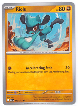 Riolu 112/217 Common Base Card - Ascended Heroes Set - Pack Fresh - Image 1