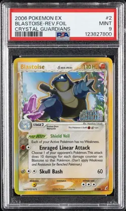 2006 POKEMON EX CRYSTAL GUARDIANS #2 BLASTOISE-REVERSE FOIL PSA 9 - Image 1