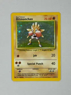 Base Set Pokemon TCG Pokemon Hitmonchan Holo Rare 7/102 NM/LP - Image 1
