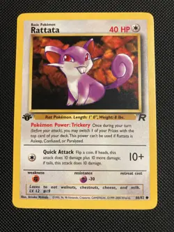 Pokemon TCG Rattata 66/82 Team Rocket 1st Edition Vintage Common (LP) - Image 1