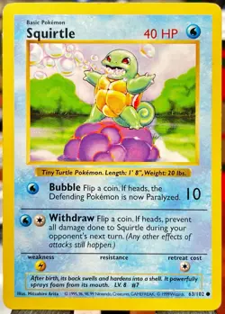 VLP 🔥 1999-2000 Pokemon Base Set - Squirtle Shadowless 63/102 WOTC Vintage - Image 1