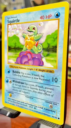 VLP 🔥 1999-2000 Pokemon Base Set - Squirtle Shadowless 63/102 WOTC Vintage - Image 3