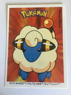 STICKER POKEMON N°179 " MAREEP - WATTOUAT " DUNKIN BOOMER TOPPS MINT NEUF 2001 - Image 1