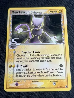 2006 Delta Species Lightning Mewtwo 24/110 EX Holon Phantoms Pokemon Card LP - Image 1
