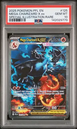2025 POKEMON PFL EN-PHANTASMAL FLAMES #125 MEGA CHARIZARD X EX PSA 10 - Image 1