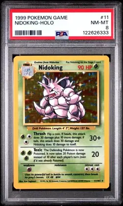 NIDOKING Base Set Holo Rare #11 PSA 8 Vintage Pokemon - Image 1