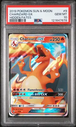 PSA 10 Charizard GX 9 Sun & Moon Hidden Fates Pokemon Card - Image 1