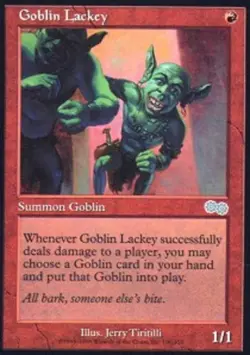 1 x Goblin Lackey - Urza's Saga - Moderate Play - MTG - Image 1