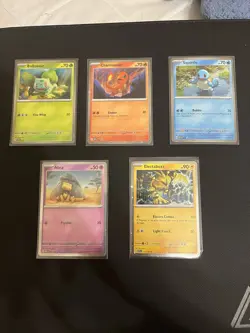 HD COSMOS HOLO 🌀SWIRLS Starters + Abra & Electabuzz Set - Pokemon 151 Promo - Image 1