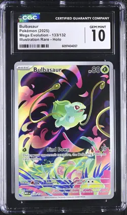 CGC 10 Bulbasaur 133/132 Illustration Rare Mega Evolution Pokemon Card - Image 1