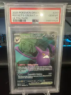 2025 POKEMON DRI EN-DESTINED RIVALS ULTRA RARE TEAM ROCKET'S CROBAT EX PSA 10 - Image 1