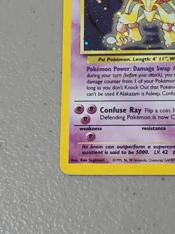Pokemon Alakazam Base Set 2 Holo Unlimited Rare Card 1/130 Vintage - MP - Image 4