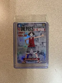 Bandai Namco One Piece CCG Monkey D. Luffy US Voyage Promo Holo Card ST01-001 - Image 1