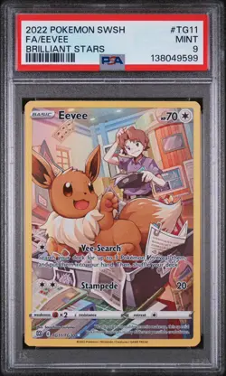 Graded PSA 9 Pokemon card Slab - Eevee Full Art - Brilliant Stars TG11/TG30 - Image 3
