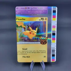 Pokemon TCG Error Miscut Card Pikachu 062/193 Trick Or Trade 2023 Holo - Image 1