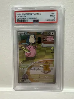 2024 POKEMON TWILIGHT MASQUERADE #187 CHANSEY ILLUSTRATION RARE - PSA 9 MINT - Image 1