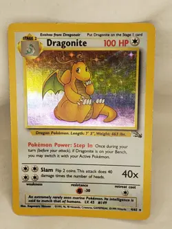 Pokemon TCG Dragonite Fossil 4 Holo Unlimited Holo Rare - Image 1
