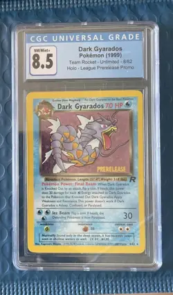 Dark Gyarados 8/82 Pokemon CGC 8.5 1999 Team Rocket Unlimited Prerelease Stamped - Image 1
