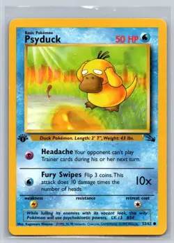 1999 Pokemon Fossil Psyduck 1st Edition #53/62 Near Mint WoTC - Image 1