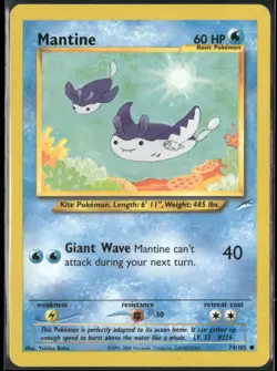 Mantine 74/105 Neo Destiny Pokemon English Card (MP) - Image 1