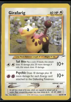 Girafarig 66/105 Neo Destiny Pokemon English Card (MP) - Image 1