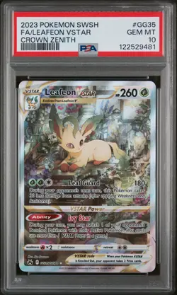 2023 POKEMON SWORD & SHIELD CROWN ZENITH #GG35 FULL ART/LEAFEON VSTAR PSA 10 - Image 1
