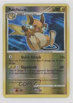 Raichu Reverse Foil Pokemon Platinum Supreme Victors #77 2009 - Image 1