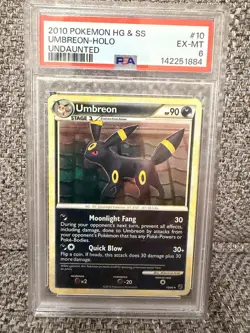2010 POKEMON HEARTGOLD & SOULSILVER UNDAUNTED #10 UMBREON-HOLO PSA 6 - Image 1