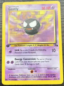 1st Edition Gastly 33/62 Pokemon TCG WOTC Base Set Fossil MINT NM - Image 1