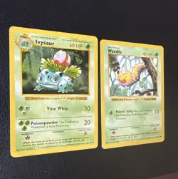 Base Set (Shadowless) Ivysaur (30/102) & Weedle (69/102) Pokemon Cards (2 total) - Image 2