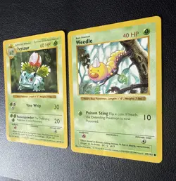 Base Set (Shadowless) Ivysaur (30/102) & Weedle (69/102) Pokemon Cards (2 total) - Image 3