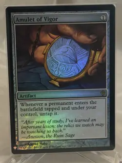 Magic: The Gathering Amulet of Vigor Rare Artifact Worldwake Foil Card - Image 1