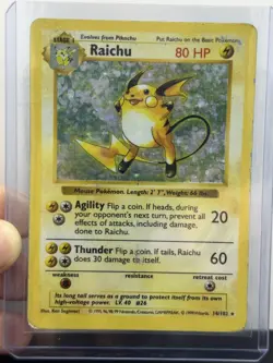 Pokemon TCG - Raichu - Shadowless Base Set Holo Rare 14/102 - Image 3