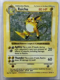 Pokemon TCG - Raichu - Shadowless Base Set Holo Rare 14/102 - Image 4