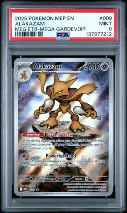 2025 POKEMON MEP EN-ME BLACK STAR PROMO #009 ALAKAZAM PSA 9 - Image 1