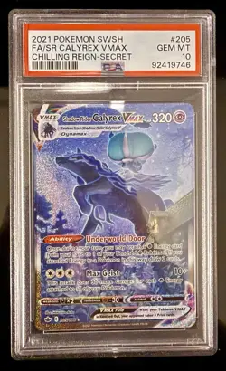 Pokemon TCG Shadow Rider Calyrex Vmax #205 FA/SR SWSH: Chilling Reign PSA 10 - Image 1
