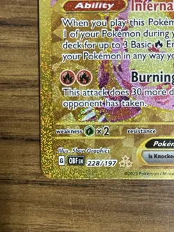 Charizard EX #228/197 Obsidian Flames 2023 Gold Hyper Rare Pokemon TCG Near Mint - Image 4
