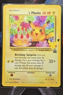 Pokemon Birthday Pikachu Holo (CEL WP 24) Celebrations Promo NM - English - Image 1