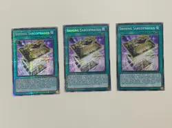 Yugioh Shining Sarcophagus x 3 - 1st Edition Starlight Rare NM - Free Holo - B - Image 1