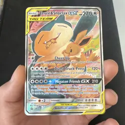 Pokemon Eevee & Snorlax GX TAG TEAM Promo SM169 SM Holo Card English - Image 1