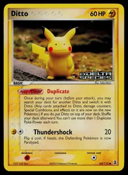 Pokemon Card Delta Species 63/113 Ditto Pikachu Reverse Holo Stamped - Image 1