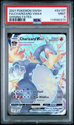 2021 POKEMON SWORD & SHIELD SHINING FATES #SV107 FULL ART/CHARIZARD VMAX PSA 9 - Image 1