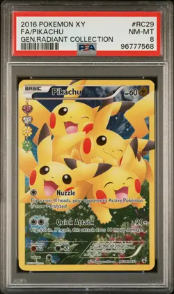 2016 POKEMON XY GENERATIONS RADIANT COLL #RC29 FULL ART/PIKACHU PSA 8 - Image 1