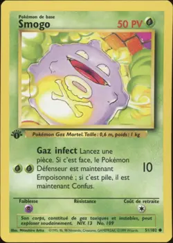 1999 Pokemon FRENCH 1st Edition Base Set Smogo-Koffing 51/102 NM - Image 1