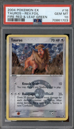 PSA 10 GEM MINT Tauros 16/112 EX FireRed & LeafGreen Reverse Holo 2004 - Image 1