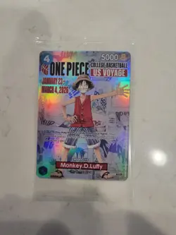 One Piece Monkey D. Luffy US Voyage College Basketball Promo Card Gonzaga SEALED - Image 1