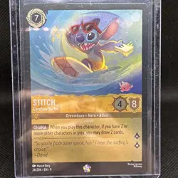 Disney Lorcana Fabled Stitch Carefree Surfer Legendary Card 24/204 NM FOIL - Image 1