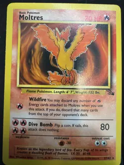 Moltres card single 27/62 Fossil Set Rare Non Holo Pokemon Card WotC LP - Image 1