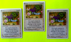 Magic the Gathering Unlimited KARMA X3 U (2 LP & 1 MP) 1993 Vintage! - Image 2