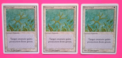 Magic the Gathering Unlimited GREEN WARD X 3 ( LP/EX & MP & HP) U 1993! - Image 1